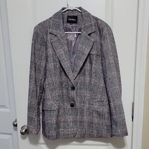 ebossy Women's Notch Lapel 2 Button Boyfriend Blazer Suit Houndstooth Plaid